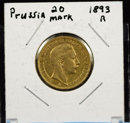 1893 A Gold 20 Mark Prussia