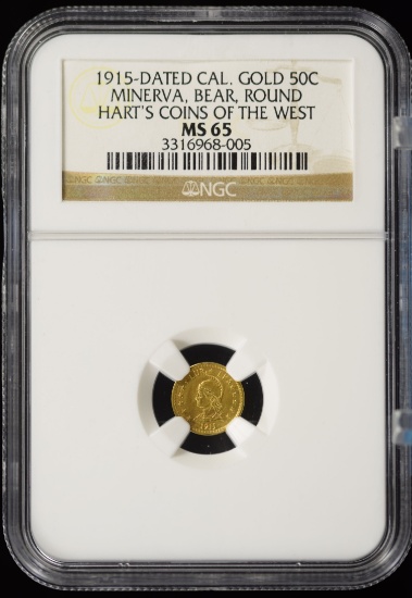 1915 California 50 Cent Gold Token NGC MS-65