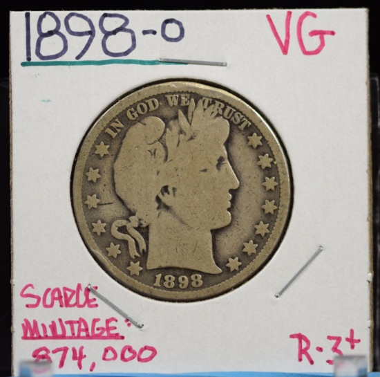 1898-O Barber Half Dollar VG R3 Mint 874K