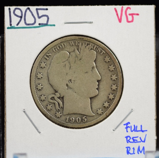 1905 Barber Half Dollar VG Full Rim