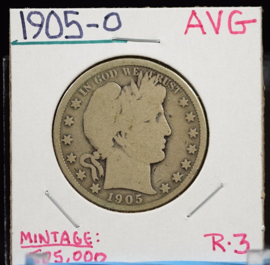1905-O Barber Half Dollar AVG R3 Mint 505K
