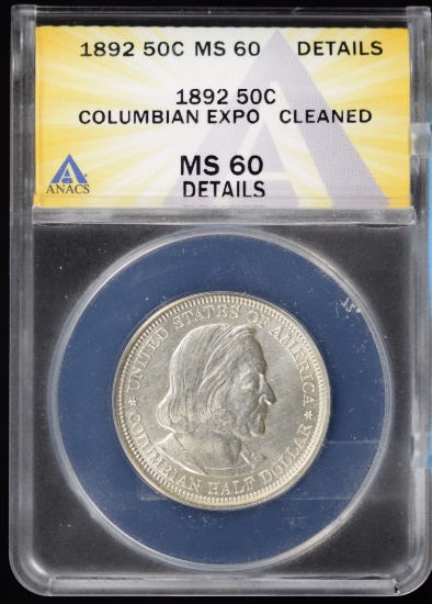1892 Columbian Commem Half Dollar ANACS MS-60 Details