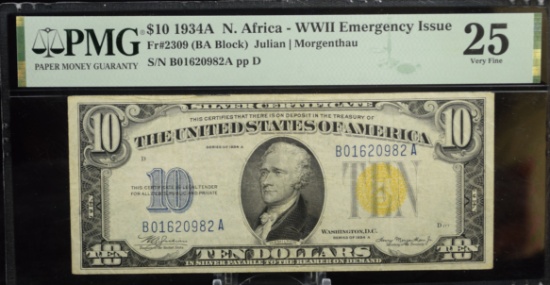 $10 1934A North Africa WWII B01620982 PMG25 VF