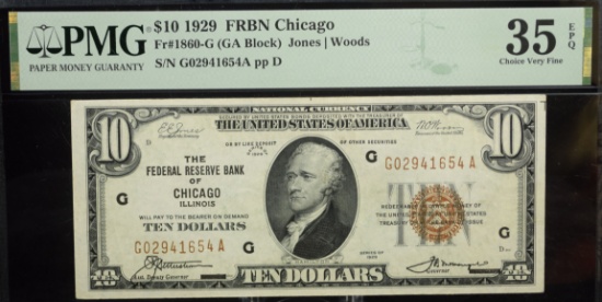 $10 1929 FRBN Chicago G02941654A PMG35EPQ CHVF