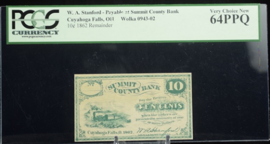 1862 Summit County OHIO Bank PCGS 64PPQ Very CH