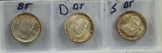 1946 PDS Booker T Commem Half Dollars 3 coins