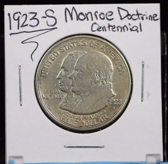 1923-S Monroe Commem Half Dollar AU