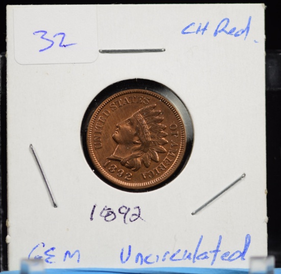 1892 Indian Head Cent UNC Red