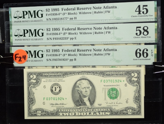 3 $2 1995 FRN Atlanta Stars PMG66-45 F24