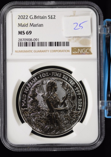 2022 $2 Silver Great Britain NGC MS-69
