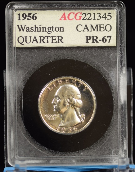 1956 Proof Silver Washington Quarter ACG PR-67 Cameo