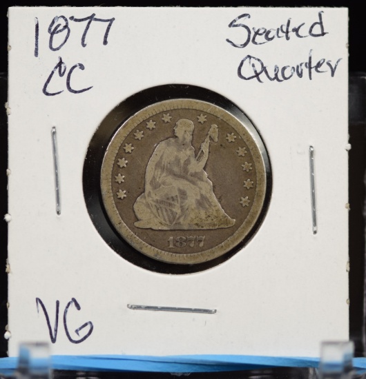 1877-CC Seated Quarter VG