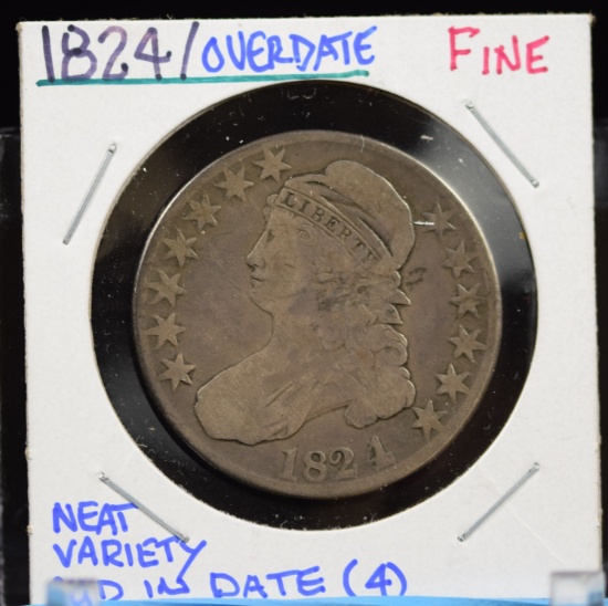 1824/Overdates Bust Half Dollar Fine