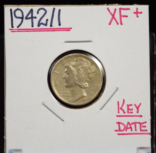 1942/1 Mercury Dime XF Plus Key Date