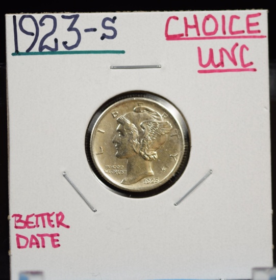 1923-S Mercury Dime Choice UNC Better Date