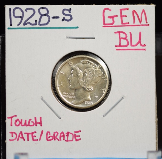 1928-S Mercury Dime GEM BU Tough Date Grade