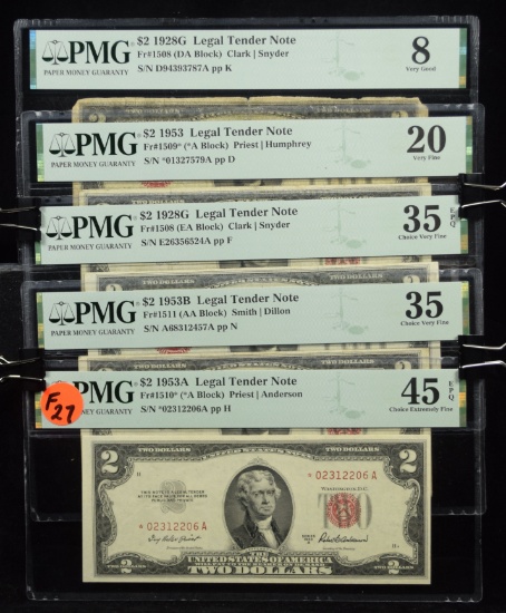 5 $2 Red Seal Legal Tender PMG45-8 F27