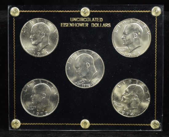 1971-1976 Eisenhower Silver Dollar 5 Coin Set Nice
