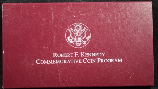 1998 Kennedy Commem Set BU & Proof Silver Dollar COA
