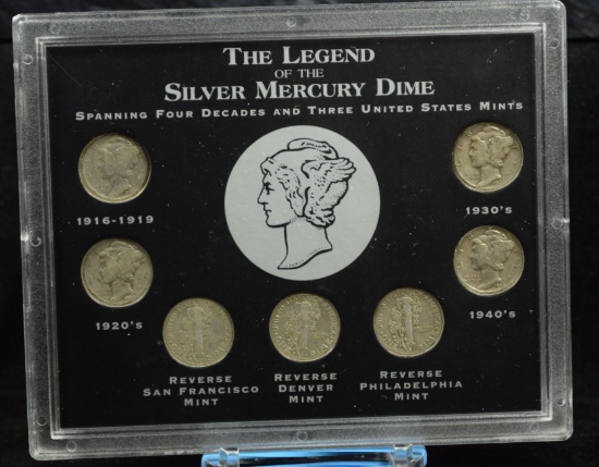 Silver Mercury Dime Set The Legend 7 Coins