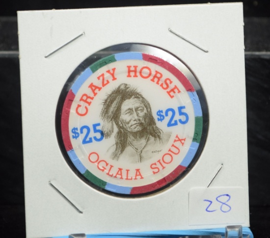 $25 Crazy Horse Casino Token Oglala Sioux