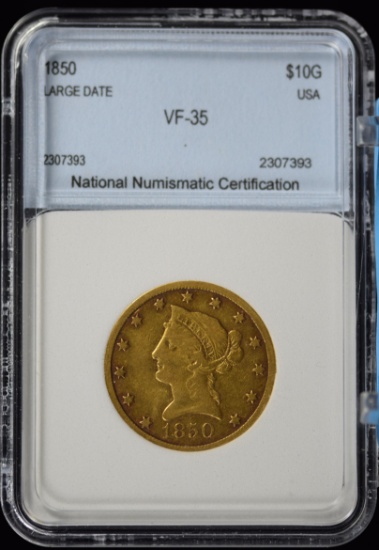 1850 $10 Gold Liberty NNC VF-35