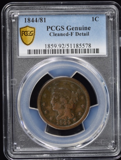 1844/81 Large Cent PCGS F Details