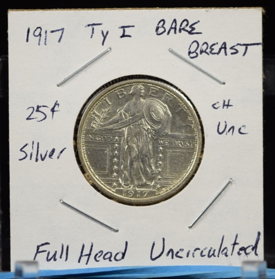 1917 Type 1 Standing Liberty Quarter CH/UNC FH