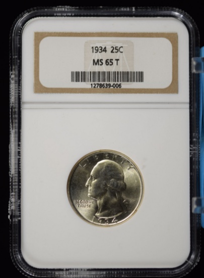 1934 Washington Quarter NGC MS-65 T Look T Holder