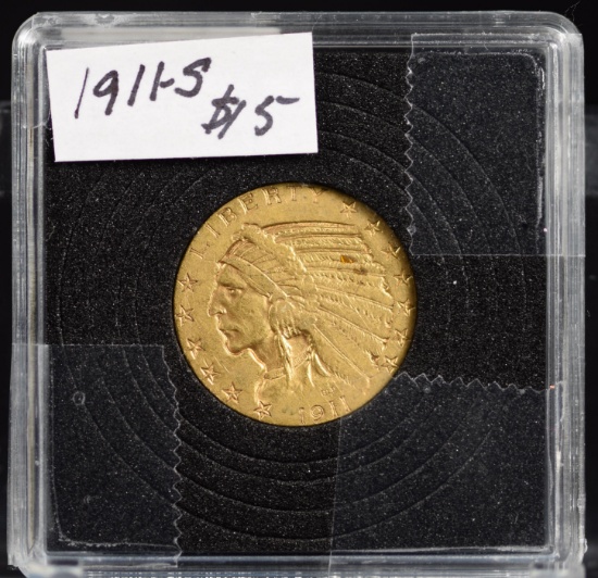 1911-S $5 Gold Indian VF