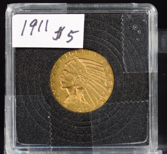 1911 $5 Gold Indian VF