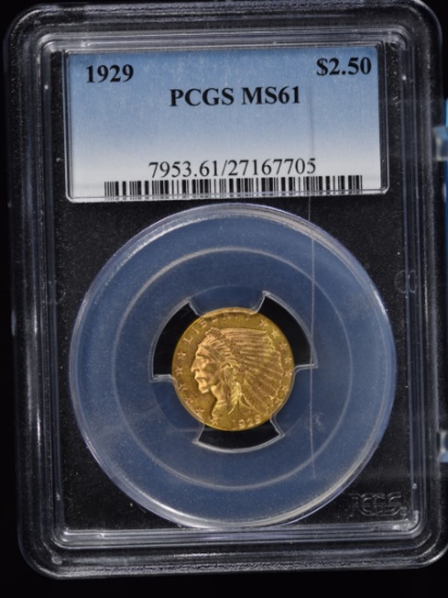 1929 $2.5 Gold Indian PCGS MS-61