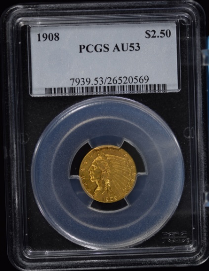 1908 $2.5 Gold Indian PCGS AU-53