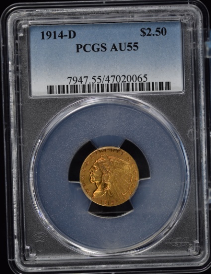 1914-D $2.5 Gold Indian PCGS AU-55