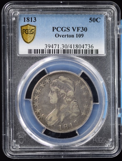 1813 Capped Bust Half Dollar PCGS VF-30 Overton 109