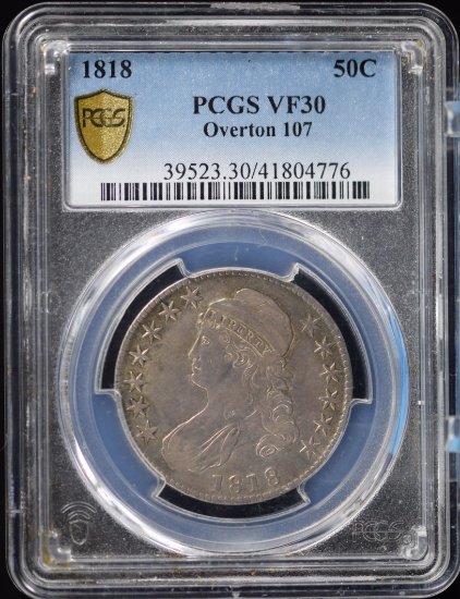 1818 Capped Bust Half Dollar PCGS VF-30 Overton 107