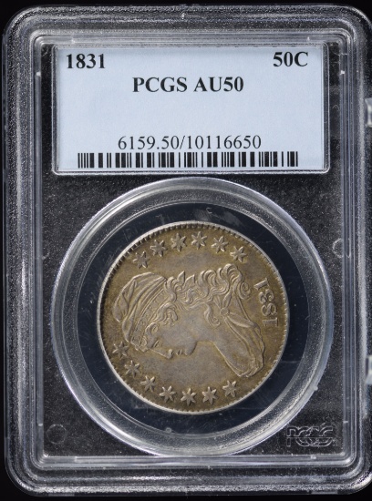 1831 Capped Bust Half Dollar PCGS AU-50 Side Holder