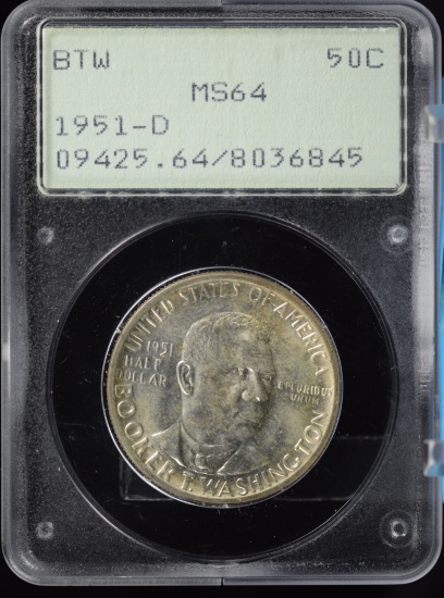 1951-D BTW Commen Half Dollar PCGS MS-64 Rattler