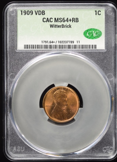 1909 VDB Lincoln Cent CAC MS-64 Plus RB