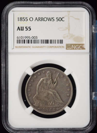 1855-O Seated Half Dollar Arrows NGC AU-55