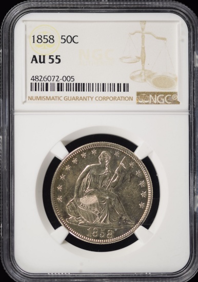 1858 Seated Half Dollar NGC AU-55