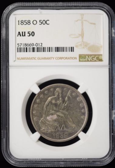 1858-O Seated Liberty Half Dollar NGC AU-50