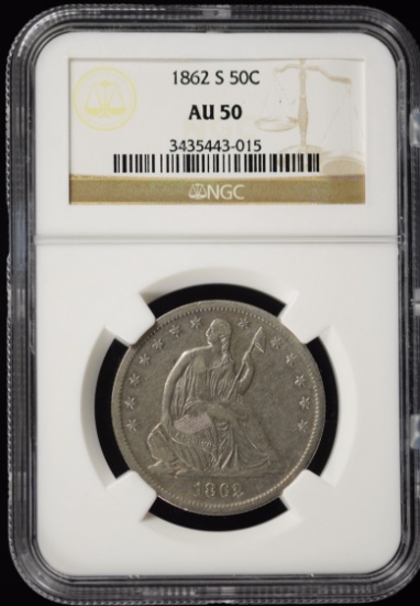 1862-S Seated Half Dollar NGC AU-50