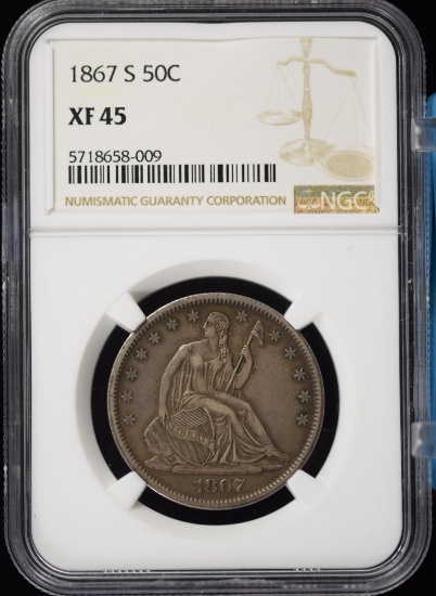 1867-S Seated Half Dollar NGC XF-45
