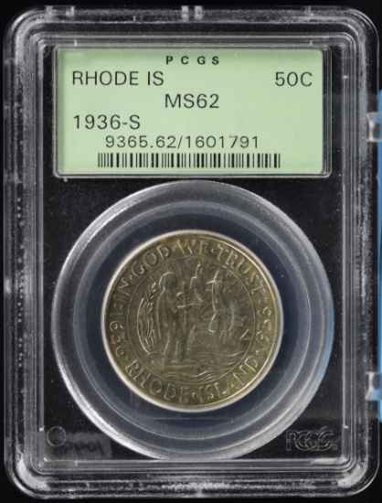 1936-S Rhode Island Commen Half Dollar PCGS MS-62