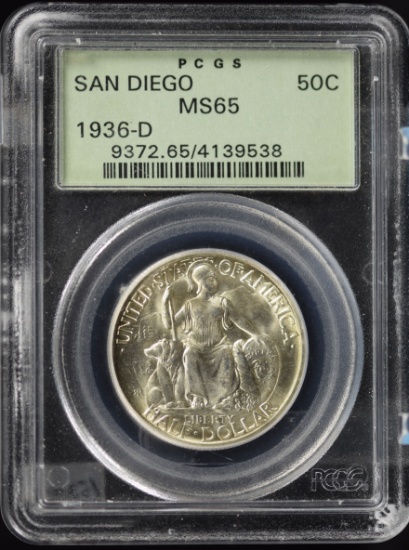 1936-D San Diego Commen Half Dollar PCGS MS-65