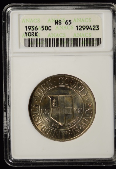 1936 York Commen Half Dollar ANACS  MS-65