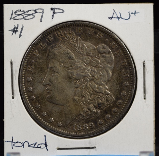 1889 Morgan Dollar AU Plus Toned