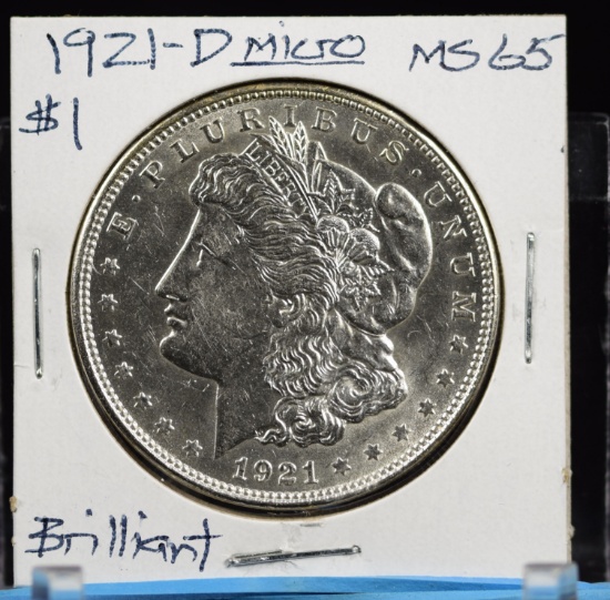 1921-D Morgan Dollar Micro MS65 Brilliant
