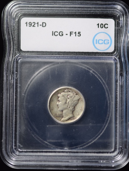 1921-D Mercury Dime ICG F-15